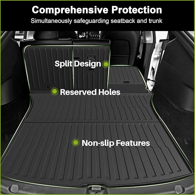 Floor Mats for 2025 2026 Tesla Model Y Juniper, 8PCS All Weather Full Set Cargo Liners Accessories, 3D TPE Odorless Floor Mat Trunk Frunk Rear Mats for 5-Seater(Not Fit 7Seat and Standard)
