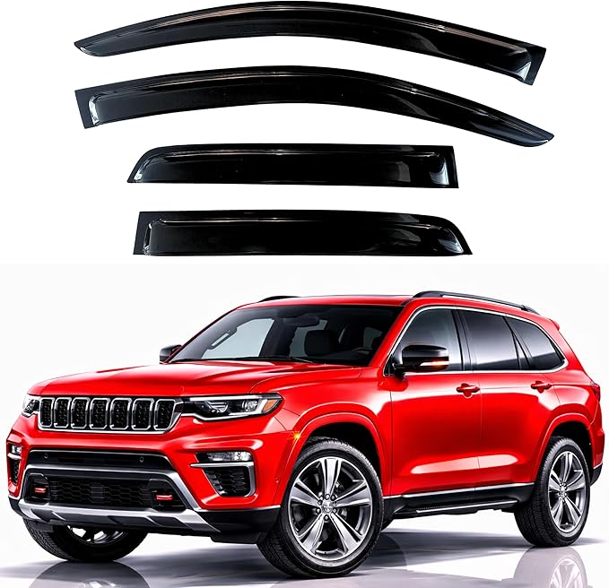 KPY Rain Guards Fit for 2022-2026 Jeep Grand Cherokee, Out-Channel Window Visors Vent Wind Deflectors 4PC, Car Accessories for 22-26 Grand Cherokee (Excludes L Model)