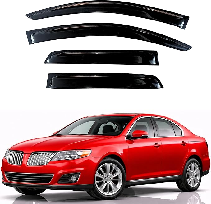 KPY Rain Guards Fit for 2009-2011 Lincoln MKS, Out-Channel Window Visors Vent Wind Deflectors 4PC, Car Accessories for 09-11 Lincoln MKS
