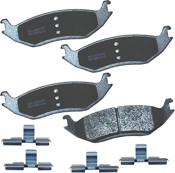 Bendix Premium SBC967 Ceramic Rear Brake Pads for Chrysler Aspen 2009-2007, Dodge Durango 2009-2003, Ram 1500 2010-2002, Ram 1500 Van 2003, Ram 1500 2018-2011, 1500 Classic 2023-2019