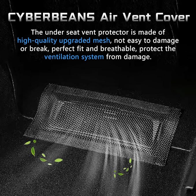2Pcs for Tesla Model 3/Y Backseat Air Vent Cover 2017-2025/2026 Juniper/Highland Accessories,Rear Under Seat Air Grille Condition Outlet Protector with Upgraded Mesh Cloth & Velcro