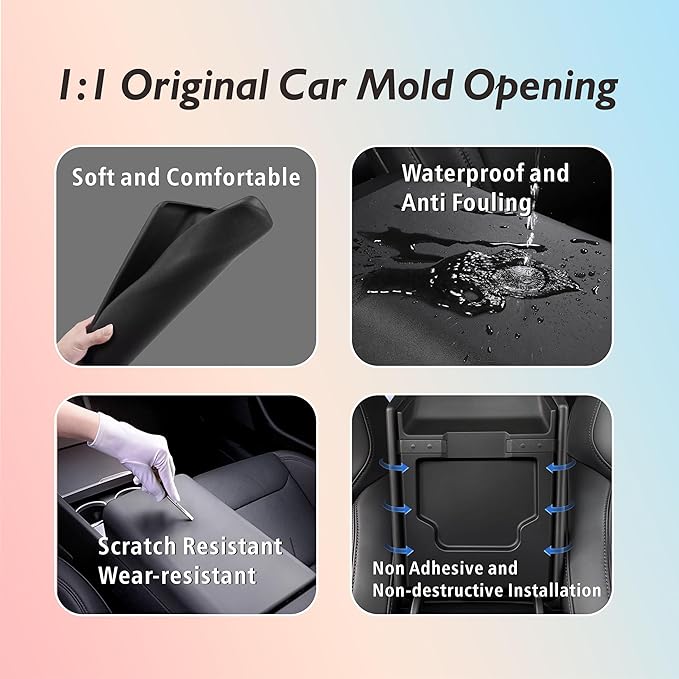 for 2017-2023 Tesla Model 3/2021-2024 Model Y Center Console Armrest Cover Screen and Internal Mirror Protective Cover Interior Accessories (White-M3/Y-3pcs)