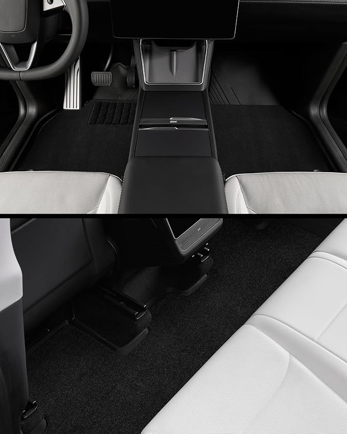 3W Tesla Model Y Juniper Floor Mats(not for Standard), Metal Pedal, Carpets Double Layer, 2025 2026 Model Y Acecessories, TPE All Weather Waterproof Custom Fit Liners, Vigormold™