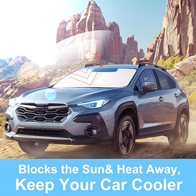 YYCKE Windshield Sun Shade Accessories Compatible with 2023 2022 2021 2020 2019 2018 Crosstrek for Subaru 2.0i Premium Limited Wagon Accessories Foldable Sunshade Sun Visor Blocks UV