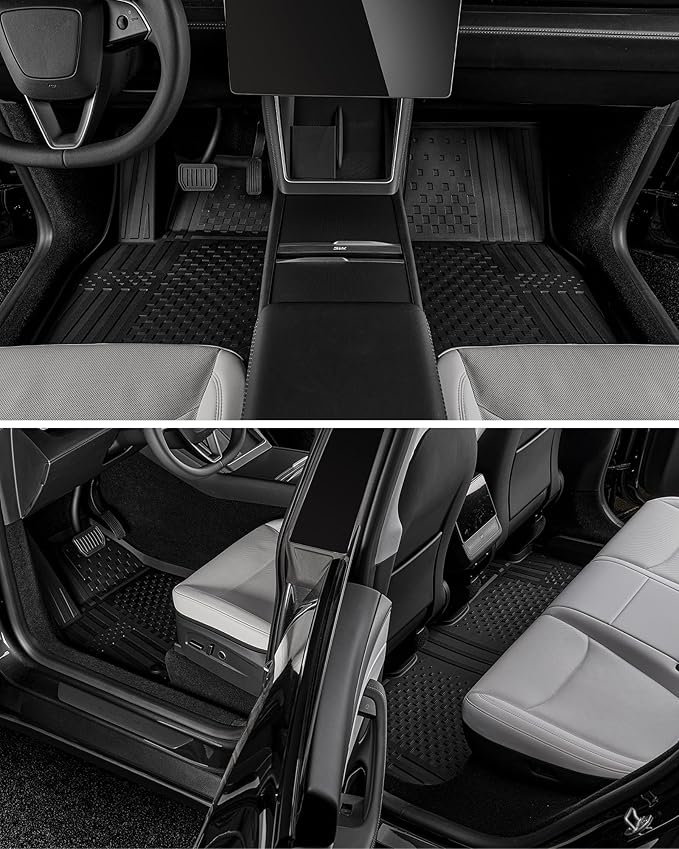 3W Tesla Model Y Juniper Floor Mats(Not for Standard), Front Rear Cargo Liner & Seatback Protector, Custom Fit 2025 2026 Model Y Acecessories, TPE All Weather Odorless Non-Slip