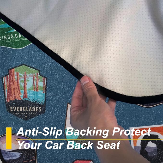 Back Seat Cover for Car Trucks Van SUV,Waterproof Rear Bench Towel Seat Covers for Dogs and Kids,Automotive Backseat Protector (National Parks)