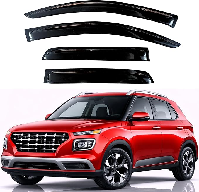 KPY Rain Guards Fit for 2020-2023 Hyundai Venue, Out-Channel Window Visors Vent Wind Deflectors 4PC, Car Accessories for 20-23 Venue
