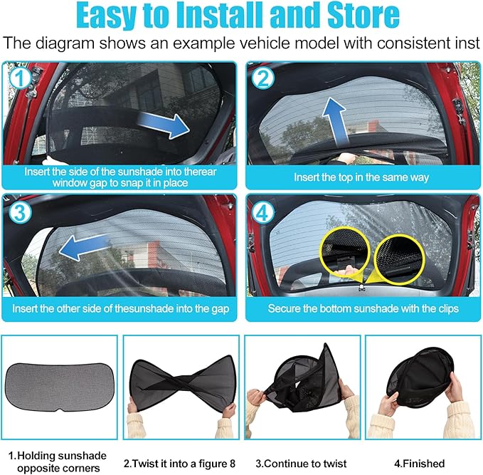 ZATOOTO Rear Window Sun Shade for Tesla Model Y 2019-2024, Visible Back Windshield Shades for Safety Driving UV Rays Protection Reduce Heat Mesh Window Shade for Baby in Car