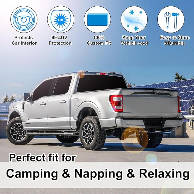 TINGLU Window Shades for Ford F150 4Door 2021-2025 2026 Accessories Car Side Full Windows Rear Triangular Windshield Sun Shade Sun UV Rays & Privacy Protection for Camping,Napping,and Relaxing 6PCS