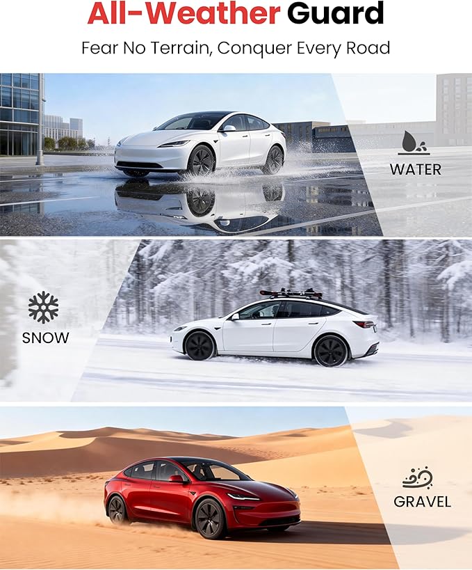 REEVAA 2026 Tesla Model 3 Highland Accessories - Mud Flaps [Protect Paint, No Drilling Required] All-Weather Splash Guard Body Kits for Model 3 Highland 2024-2026, Black (Set of 4)