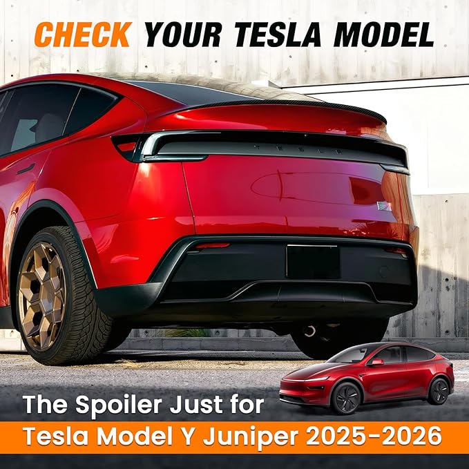 Powerty Rear Spoiler Wing for 2025 2026 Tesla Model Y Juniper,Rear Trunk Lip Wing Sporty Appearance for Model Y Juniper Accessories Carbon Fiber