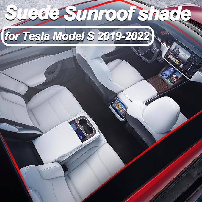 Roof Sunshade Compatible with Tesla Model S 2019-2022 Interior Accessories,Premium Soft Suede Sunroof Sun Shade, No Sag Foldable Roof Glass Shade