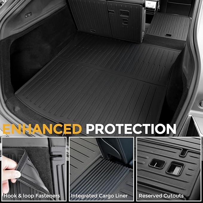 Floor Mats for 2026 2025 Tesla Model Y Juniper, Full Coverage All Weather Floor Mat Cargo Liner Trunk Mat Frunk Backrest Mats Accessories (Not fit Standard)