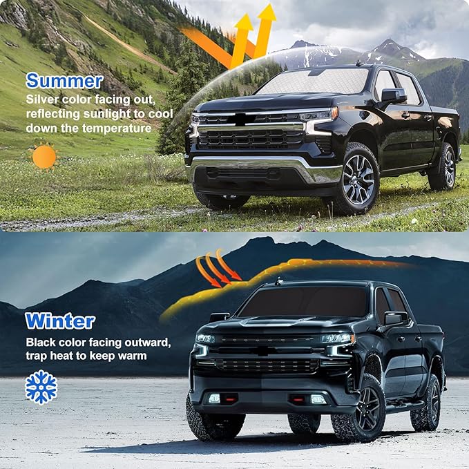 XCBYT Window Shades for 2019-2024 Silverado 1500 Crew Cab ONLY, Full Coverage 6-Layer Blackout Insulated Sun & UV Protection, Custom Fit Privacy Covers for Camping, Sleeping & Car Living (5 PCS)