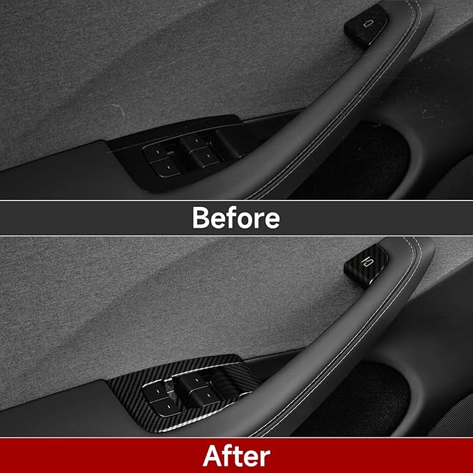 10PCS Car Window Lift Panel Cover Trim Carbon Color ABS Decal for Tesla Model 3 Highland Refresh Version 2024 2025 2026 Accessories