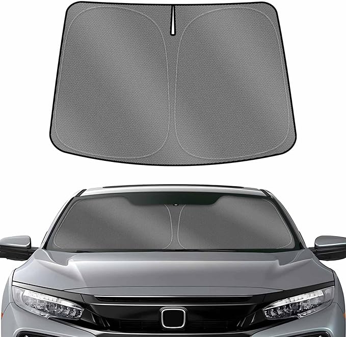 Karltys Front Windshield Sun Shade for 2016-2021 Honda Civic, Foldable Window Sunshade Cover Custom Fit 10th Gen. Civic, 240T Reflective Sun Shade Visor Protector Blocks UV Rays Keep Car Cool
