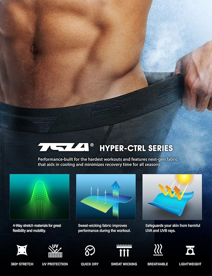 TSLA Men's Compression Pants - Cool Dry Athletic Sports Workout Running Tights Leggings Baselayer