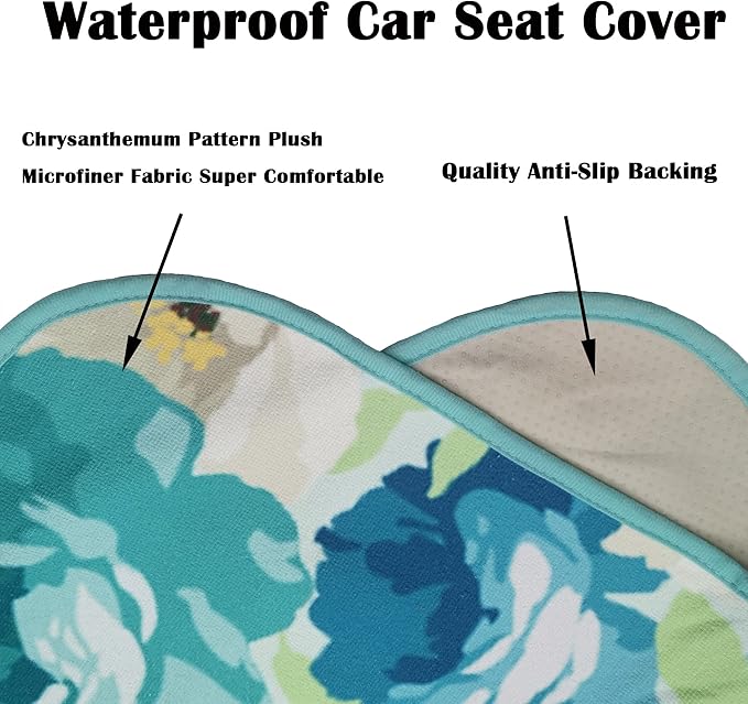 Car Seat Cover Protector Front Seats,for Gym Workout,Running,Swimming,Beach and Hiking,Waterproof Sweat Towel Bucket Seat Covers for Cars SUV Trucks (Chrysanthemum, 1Pcs)