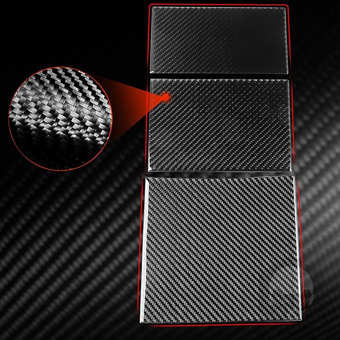Center Console Storage Box Panel Cover Carbon Fiber Sticker Car Interior Trim Compatible with Tesla Model 3 Accessories 2024 2025 Central Control Panel Decorative Sticker