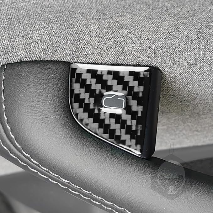 Carbon Fiber Stickers Car Door Lock Switch Button Cover Stickers Decal Car Interior Decoration Compatible with Tesla Model 3 2024 Accessories Decorative Stickers