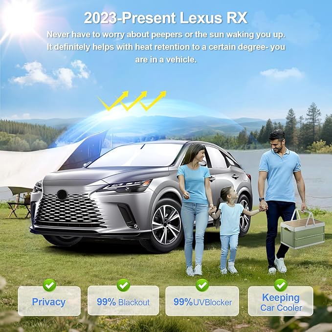 8pcs Car Window Shades for Lexus RX2023-Present Accessories,Windshield Side Rear Full Sunshade,Sun Visor UV Blocking, Privacy Protection and Blackout for Camping Outdoor