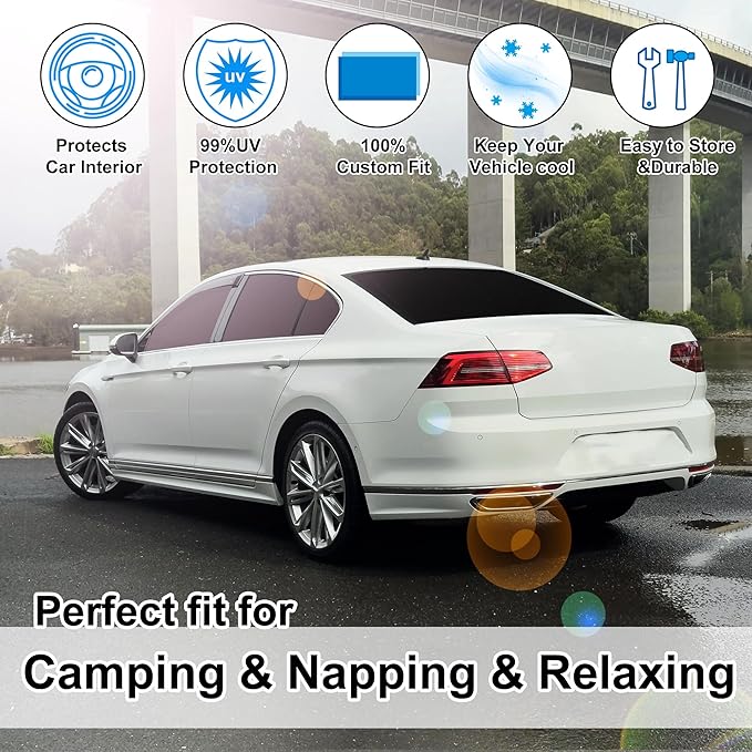 8PCS YYCKE Window Shades for Passat 2012-2022 for Volkswagen VW Accessories Car Side Full Windows Rear Triangular Windshield Sun Shade Sun UV Rays & Privacy Protection for Camping,Napping,and Relaxing