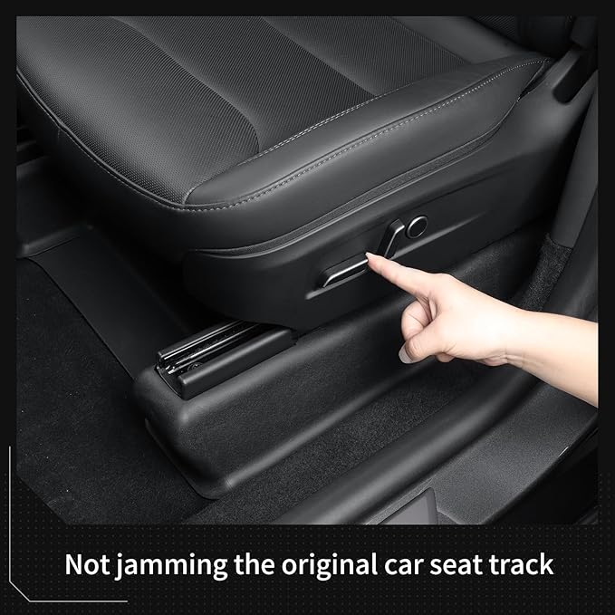 LUCKEASY 5PCS Seat Slide Rail Pad Cover for Tesla Model Y Juniper 2025 2026 Underseat Protector Seat Track Cover for Model Y Juniper Accessories TPE Black