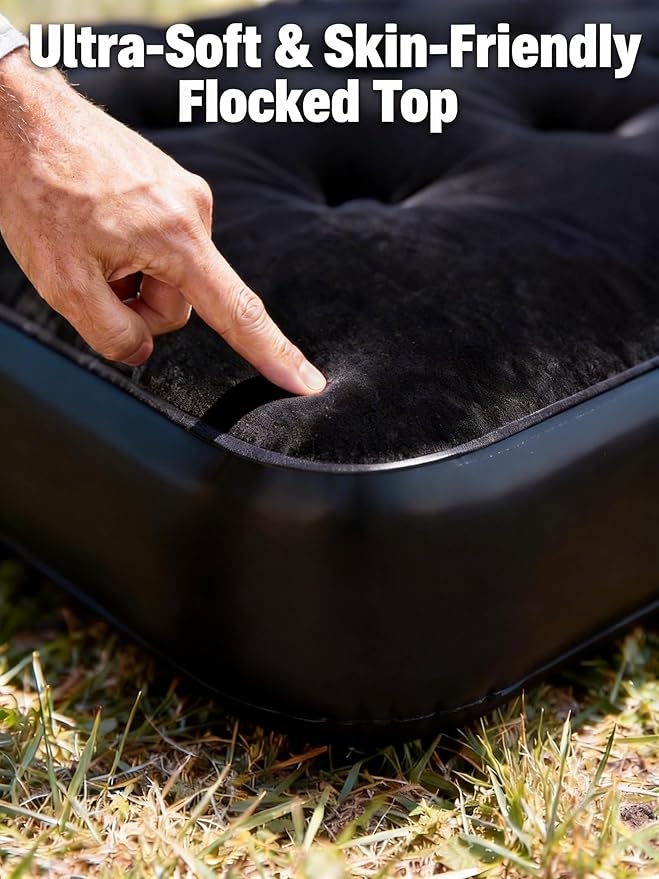 Umbrauto Custom Fit Air Mattress for Tesla Model Y/Juniper, 2026 Upgraded Inflatable Camping Bed for Back Trunk, Soft Flocking Surface+Reinforced Bottom Sleeping Pad w/Pump for Outdoor Travel