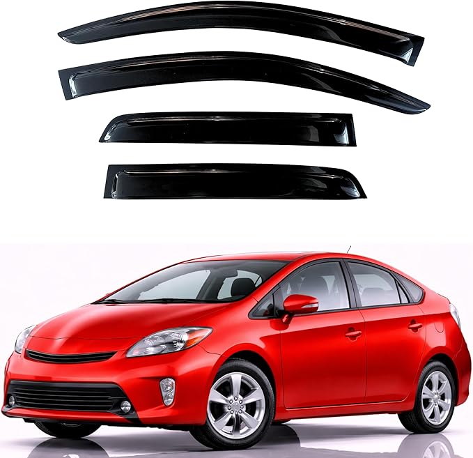 KPY Rain Guards Fit for 2010-2015 Toyota Prius, Out-Channel Window Visors Vent Wind Deflectors 4PC, Car Accessories for 10-15 Prius (Excludes Prius V & Prius C)