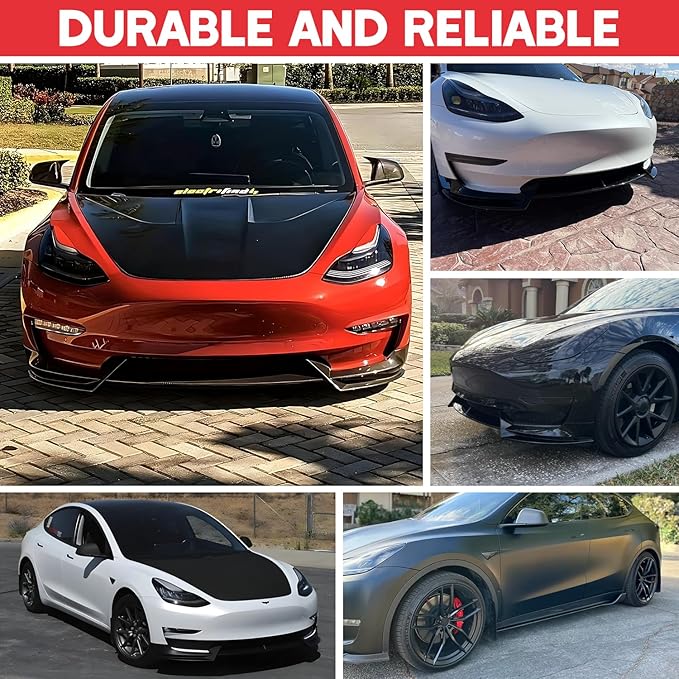 Front Bumper Lip Splitter Side Skirts Body Kit for 2017-2023 Tesla Model 3, Model 3 Front Spoiler, Model 3 Accessories Side Skirt (Gloss Black)