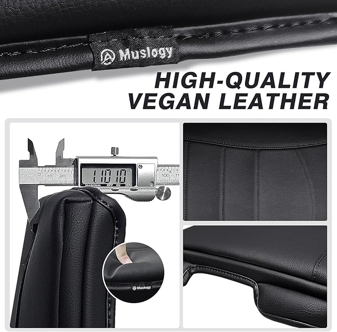 Muslogy Center Console Armrest Cover Fit for Dodge Ram1500 2013-2018 & Ram2500/3500 2013-2026 Accessories, Comfort Armrest Pad Console Lid Cushion Vegan Leather 1-Inch Extra Thick(Jump Seat ONLY)