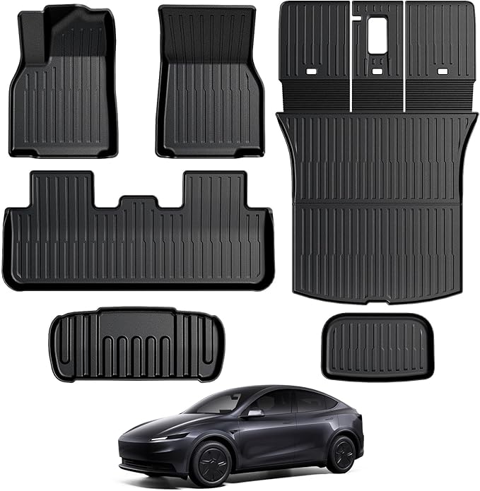 Floor Mats for 2026 2025 Tesla Model Y Juniper Standard Only, Full Coverage All Weather Floor Mat Cargo Liner Frunk Backrest Mats Juniper Accessories (Not for Premium and Performance)