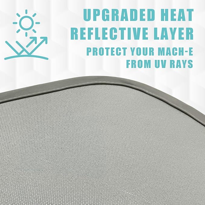 BestEvMod Foldable Roof Sunshade Compatible with Mustang Mach-E 2021-2026 Accessories Upgraded Heat Reflective Tech Accessories,Sunroof Reflective Cover Blocks Glare Blocks UV Ray (Gray)