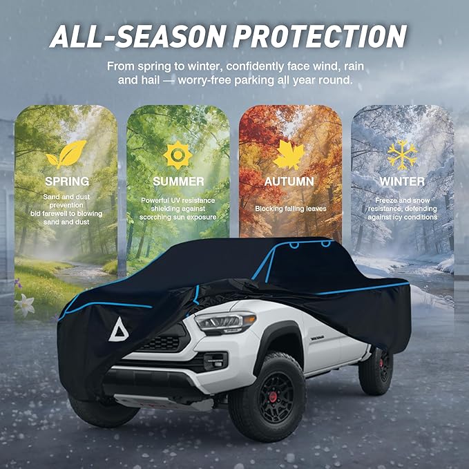 Hail Protector Car Cover for Truck Toyota Tacoma, Custom fit Tacoma 1995-2026 Xtra/Access/Double Cab SB(5'-6.125')+ Gift Windshield Sunshade, Multi-Layered EVA Hail Proof Car Cover.