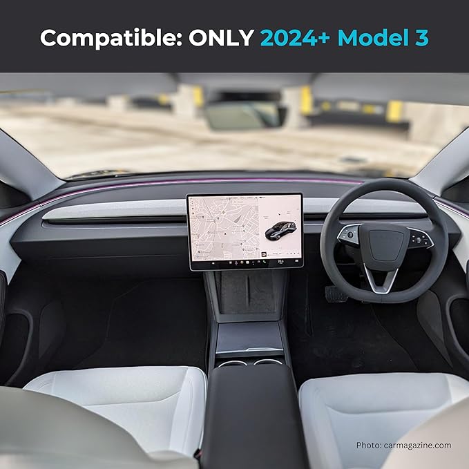 Sunglass Holder with Extra Under Screen Storage - Hidden Model 3 & Y Center Console Organizer. for Tesla 2024+ Model 3 & 2025+ Refreshed Model Y