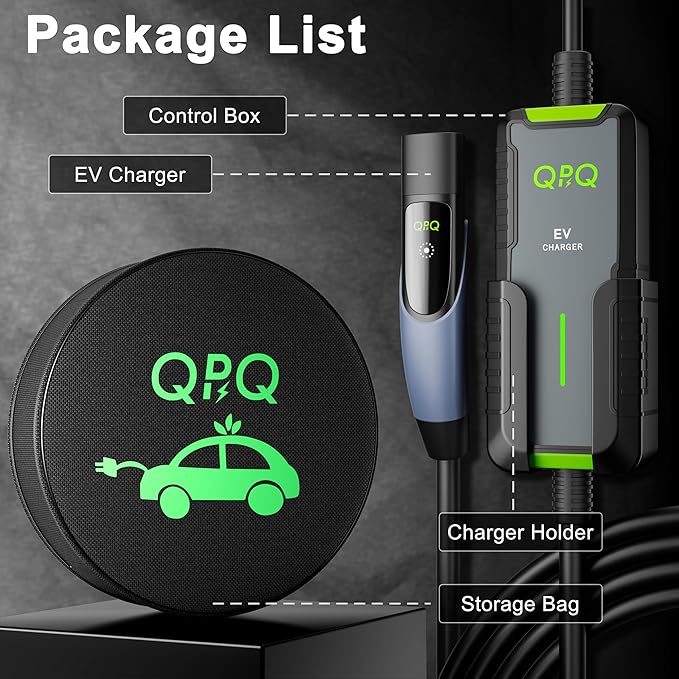 QPQ Level 1/2 Tesla Charger 16A, Portable Electric Car EV Charger for Tesla Models Y/X/3/S, 21FT Cable 240V NEMA 6-20 Plug 120V NEMA 5-15 Adapter, NACS Connector, 3.5KW Home EV Charging Station