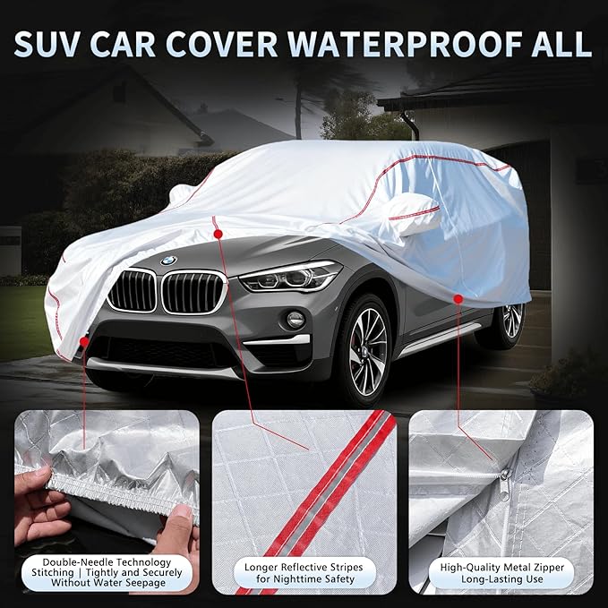 Car Cover Waterproof All Weather for BMW X1 2007-2025,All-Around Fastening and 4 Upgrades, 30s Quick-Install for Car Cover