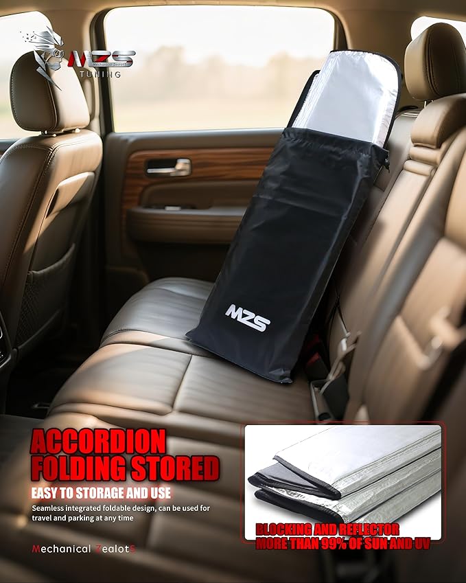 MZS Windshield Sun Shade Compatible with Sonata 2024-2026, Foldable Car Front Window Sunshade with Storage Pouch, Sedan Sun Visor Shield Accessories for Interior Protector