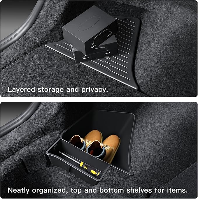 2PCS for Tesla Model 3 Highland 2024 2025 Trunk Organizer Trunk Storage Bins with Lid TPE Waterproof Trunk Storage Box for Model 3 highland Interior Accessories