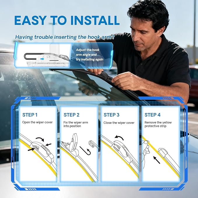 5 PLUS® Silicone Windshield Wipers 26 and 14 Inch Replacement For NISSAN Rogue 2013-2008/HYUNDAI Santa Fe 2018-2013/TOYOTA Yaris 2011-2006,Automotive Replacement Windshield Wiper Blades For My Car