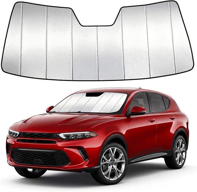Windshield Sun Shade Custom Fit for Dodge Hornet 2023-2026, Accordion Folding Thick Window Sunshade Block Heat 99% UV Rays Sun Visor Keep Cooler Car Accessories