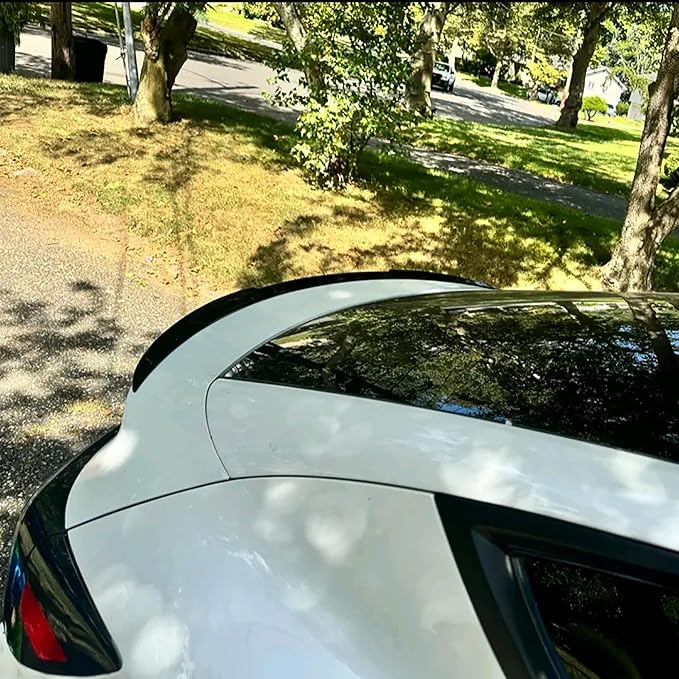 STSEV01 Rear Spoiler Fit for Tesla New Model Y Juniper 2026, Sporty V-Style Performance Appearance Type Wing, Trunk DeckLid Lip Exterior Accessories, Tape Installation (Glossy Black)