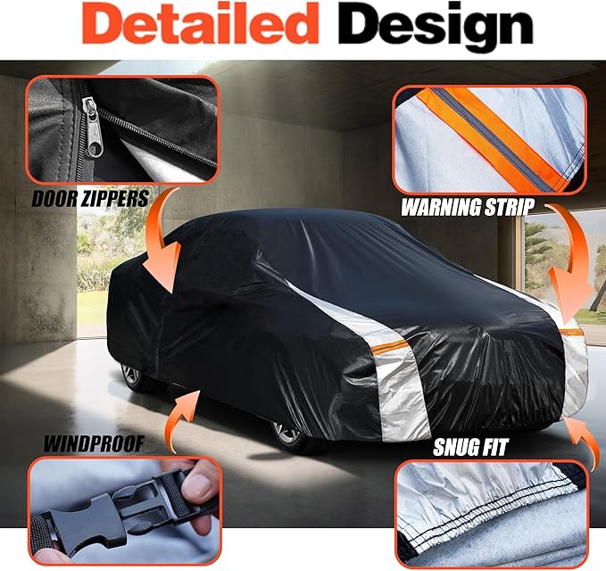 10 Layers Car Cover Custom Fit for Tesla Z4 2017-2026 100% Waterproof All Weather Automobiles, Gift with Towel, Heavy Duty Car Covers for Rain Sun UV Protection with Door Zipper.