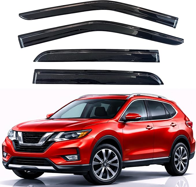 KPY Rain Guards Fit for 2014-2020 Nissan Rogue, Out-Channel Window Visors Vent Wind Deflectors 4PC, Car Accessories for 14-20 Rogue (Excludes Sport Model)
