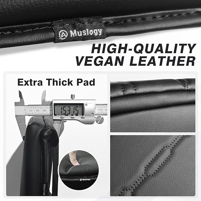 Muslogy Center Console Armrest Cover Fit for Toyota Tacoma 2016-2023 Accessories, Comfort Armrest Pad Console Lid Cushion Vegan Leather 1-Inch Extra Thick