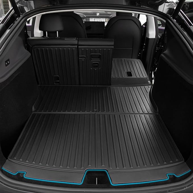 SUPER LINER Tesla Model Y Floor Mats 2025 2026 | Custom Fit All-Weather 9-Piece Set TPE Material| Model Y Juniper Floor Mats Back Seat Protector,Cargo Liner, Trunk & Interior Accessories 5-seat