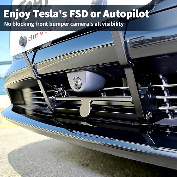 2026 Tesla Model 3 Front License Plate Holder - No Block Camera Visibility, Bumper Paint-Safe & Lockable & No Drill License Plate Mounting Kit with Anti-Theft Features