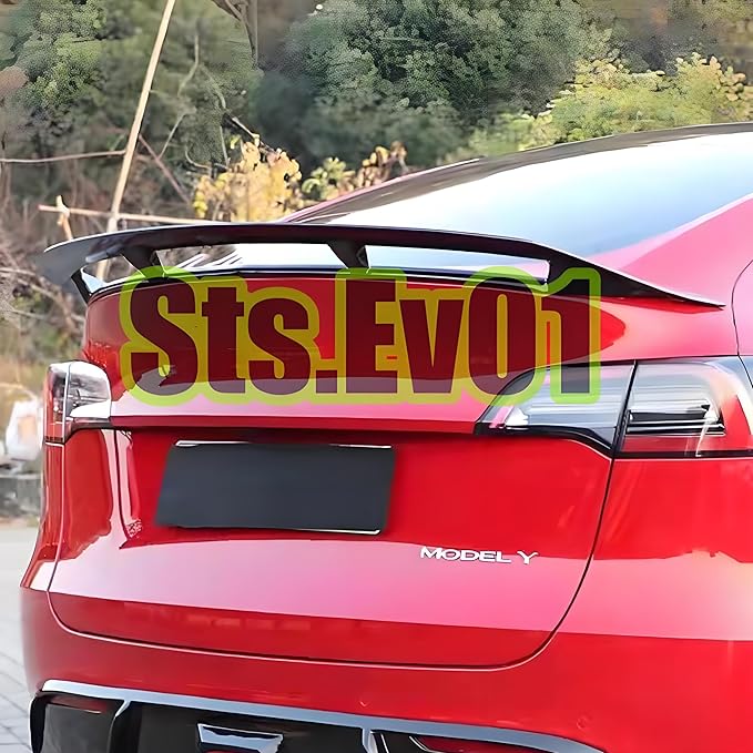 STSEV01 Rear Trunk Spoiler Wing Compatible with Tesla Model Y 2020-2024, Painted Glossy Black 2-Layer Hollow Out Performance Style DeckLid Lip Exterior Accessories