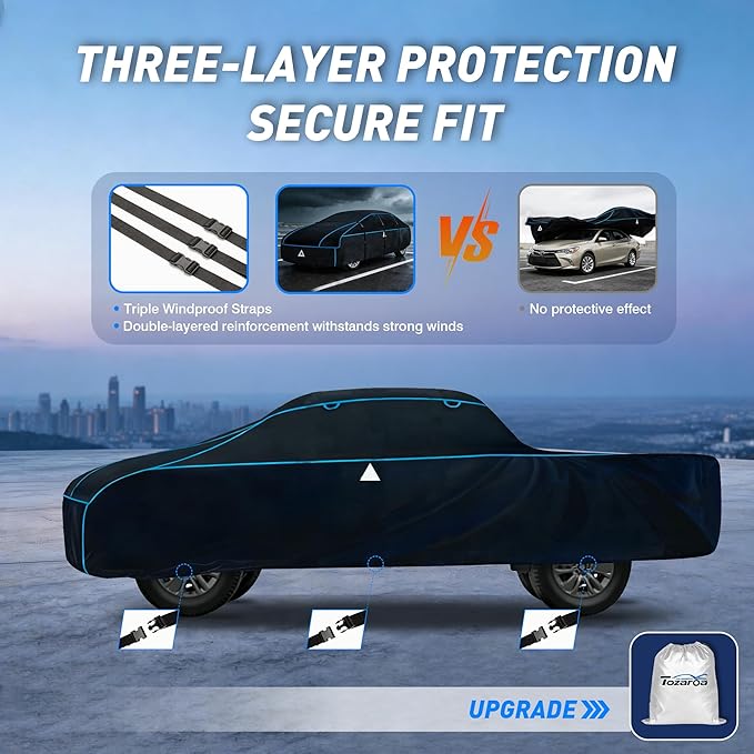 Hail Protector Car Cover for Truck Toyota Tundra, Custom fit Tundra 2021-2026 Double Cab/CrewMax Cab SB(5.5'-6.5')+ Gift Windshield Sunshade, Multi-Layered EVA Hail Proof Car Cover.