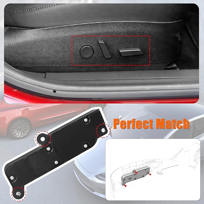 Compatible with Tesla Power Seat Control Switch with Button Cover Model 3 Model Y 2017-2020, Front Right Passenger Side Seat Controller Backrest Cushion Adjuster Switch for Tesla Accessories